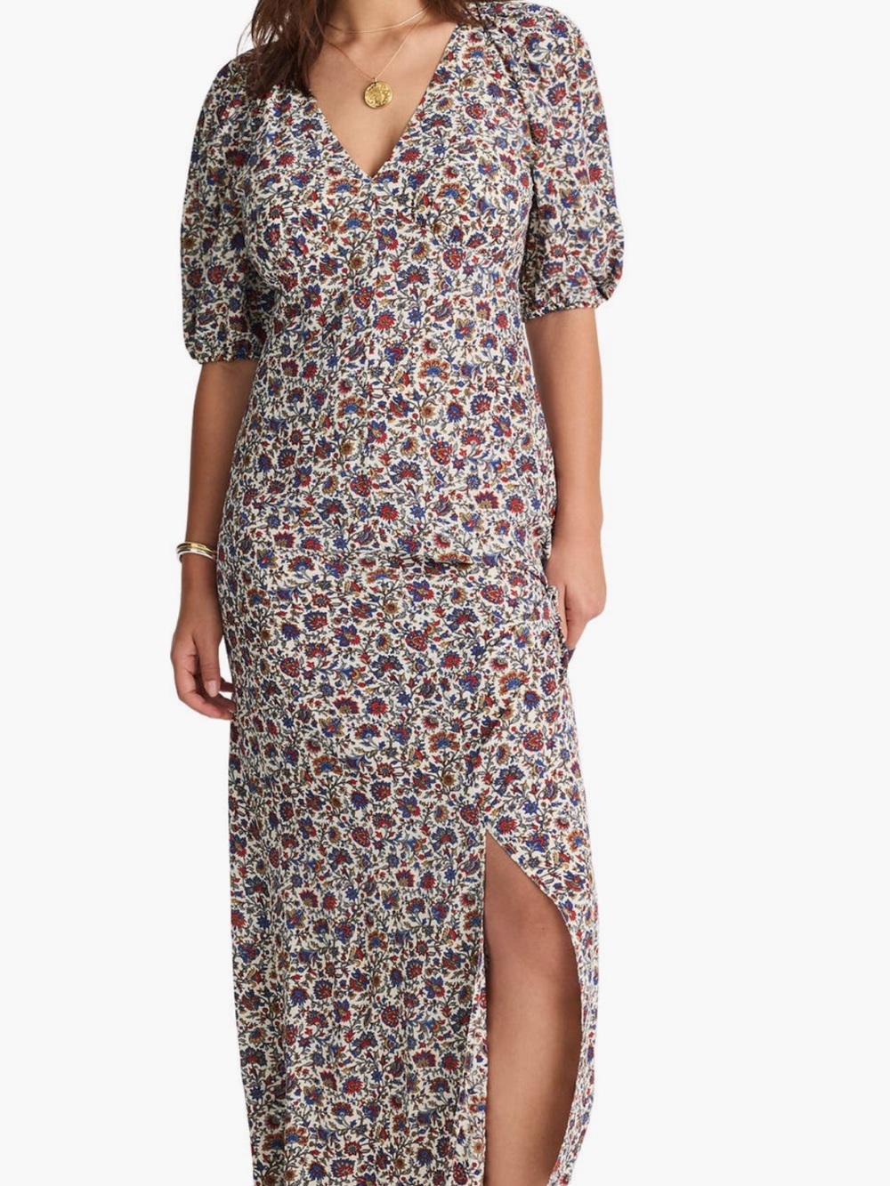 Madewell Floral Maxi Dress in Red, Blue and Cream - Picture 2 of 7